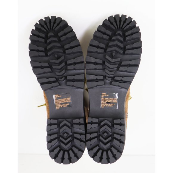 NWT Steve Madden Aniko Boot Faux Fur Trim Lug Sole Lace Up Platforms Chestnut 7 - Picture 8 of 9